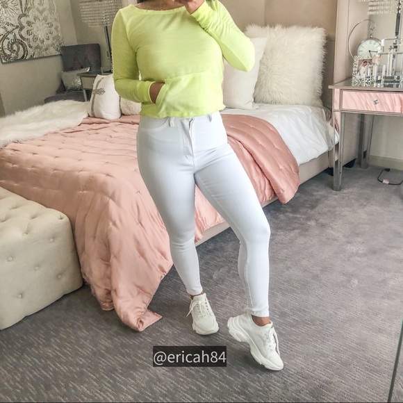 bp Sweaters - BP cropped ripped neon green sweater shirt